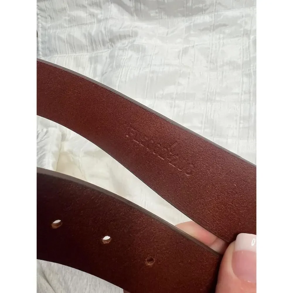 Florsheim Brown Genuine Leather Belt Metal Buckle Size 44 NEW